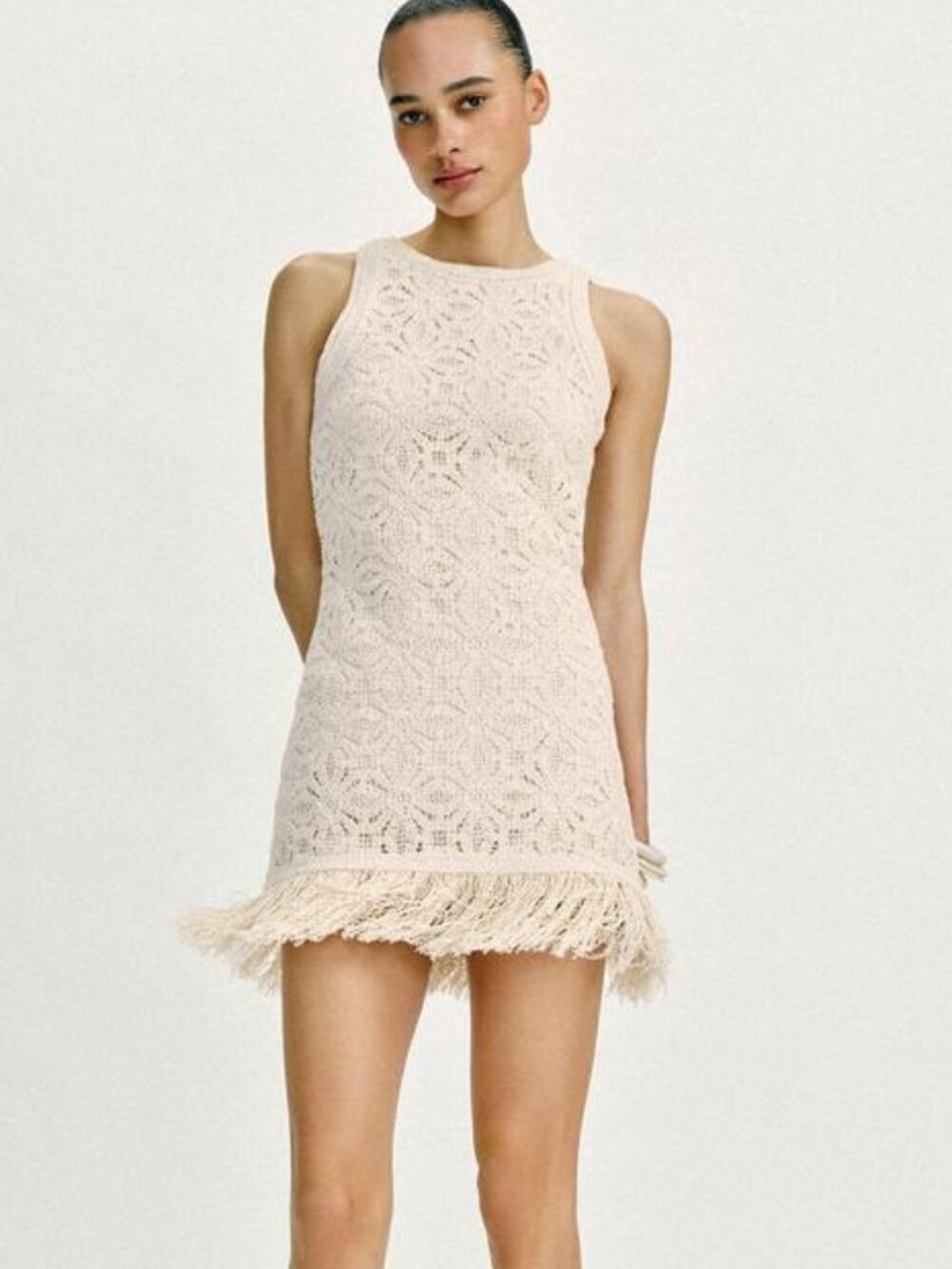 ZARA FRINGED CROCHET SHORT DRESS - Picture 2 of 11